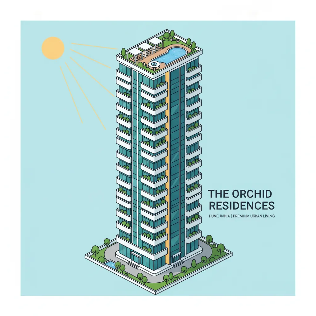 Birla Punya Brochure - Modern luxury residential apartment tower in Pune with elegant high-rise building and green landscaping