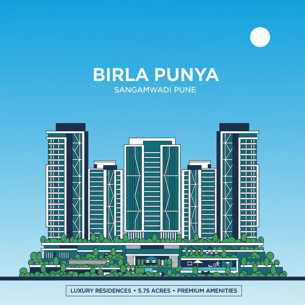 Modern luxury high-rise residential towers at Birla Punya in Sangamwadi Pune, premium real estate development with green gardens and podium amenities