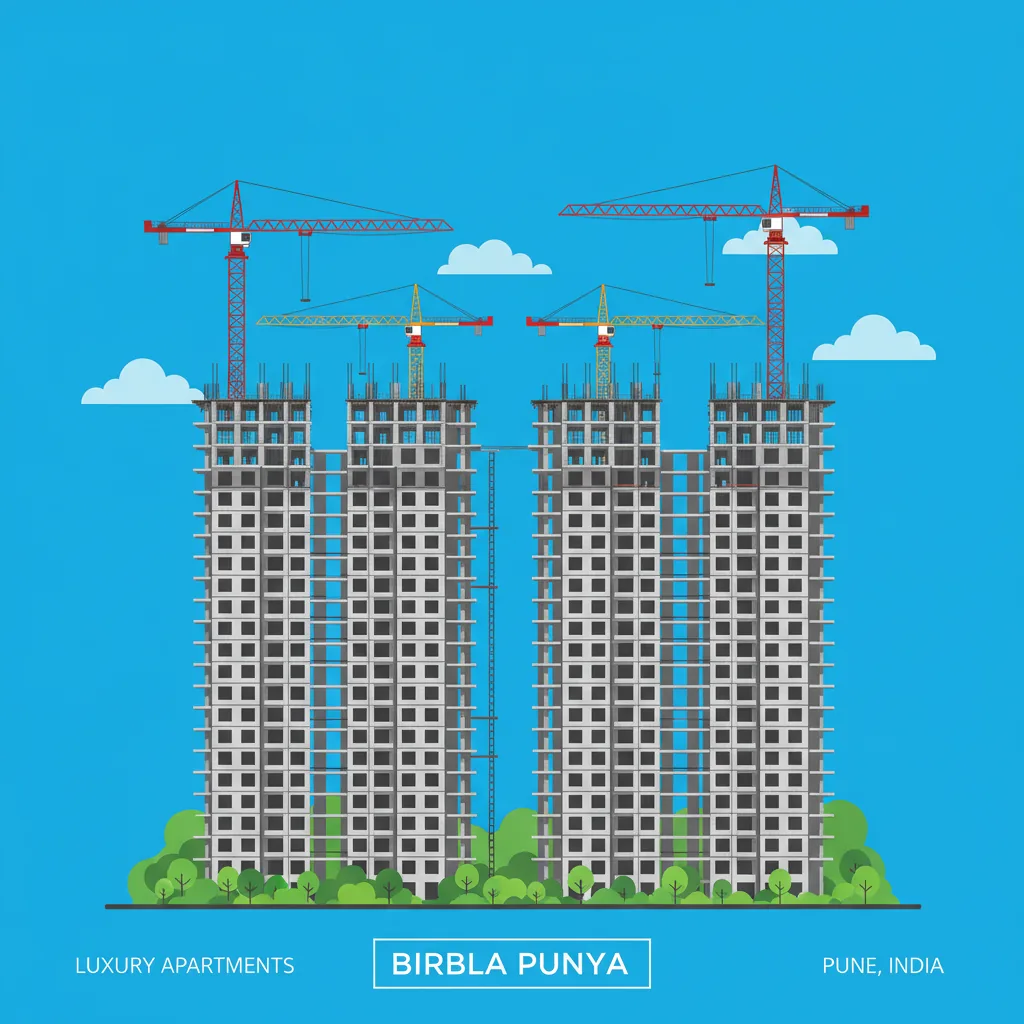 Birla Punya Latest Photos - Modern high-rise residential construction site in Pune India with luxury apartment towers under construction