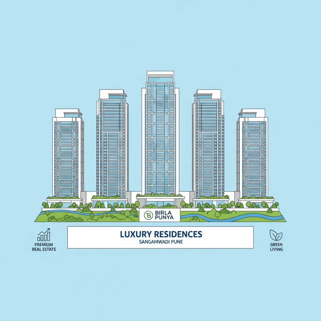 Birla Punya Office - Modern luxury residential high-rise towers in Sangamwadi Pune with green landscaping