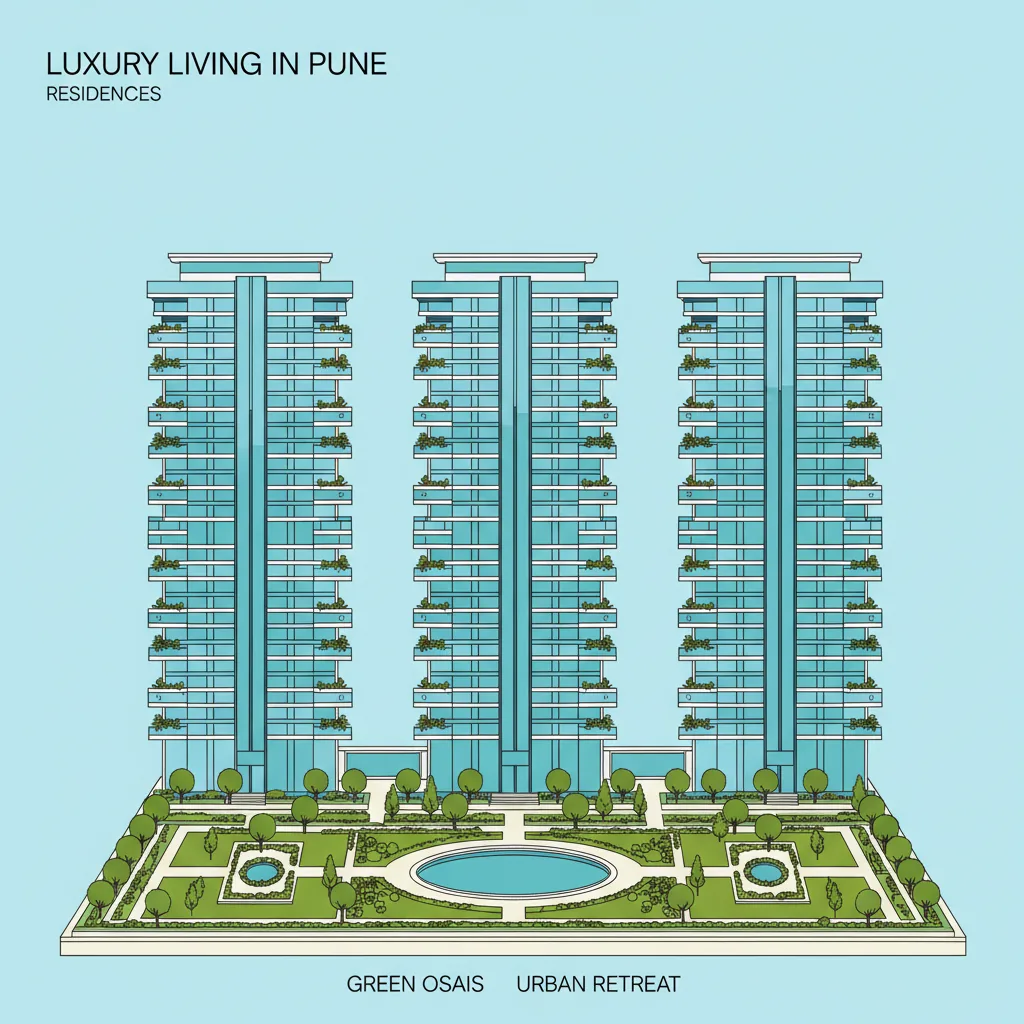 Birla Punya Photos - Modern luxury residential high-rise apartment building in Pune with landscaped gardens