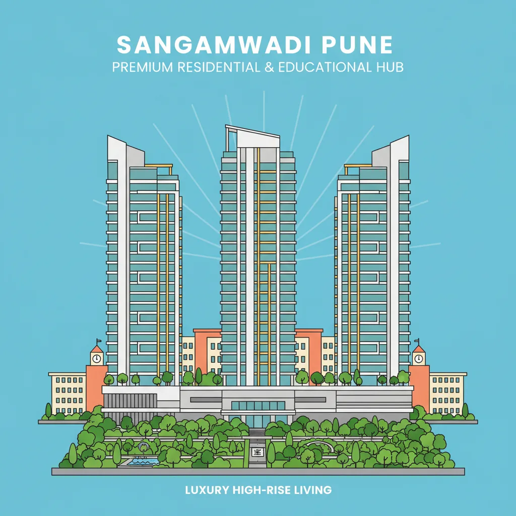 Schools near Birla Punya - Modern luxury residential high-rise towers in Sangamwadi Pune with lush green landscaping and school buildings