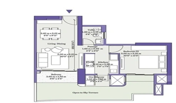 Birla Punya 1 BHK Floor Plan