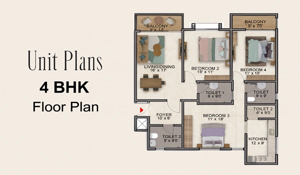 Birla Trimaya 4 BHK Floor Plan