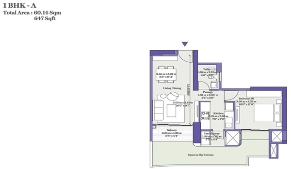 Birla Punya 1 BHK Apartment Floor Plan Birla Punya 1 BHK Apartment Floor Plan